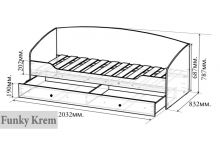 Кровать с выдвижным ящиком ФР-07 схема  с размерами
