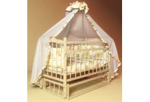 Кровать для новорожденных Фанки Литл с поперечным маятником + комплект постельного белья