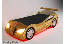 Кровать машина Ниссан с подсветкой цвет золотой