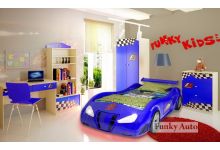 Готовая детская комната - Кровать машина Фанки Энзо со шкафом ФА-Ш3 - комодом ФА-К1 - стеллажом ФА-С2 и столом ФА-СТ4