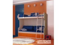 кровать двухъярусная Фанки Сити с подушками Фанки Лайт, элитная мебель, мебель в детскую комнату, двухспальная кровать для детско-подростковых спален 
