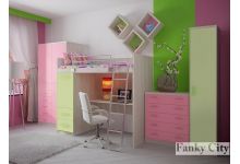 кровать и другие модули для детских комнат Фанки Сити с цветными фасадами, мож