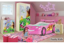 Кровать машина Молния Маквин и модули серии Пони для девочек арт 20008