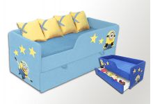 Кровать диван Миньоны с выдвижным ящиком/спальным местом для детей