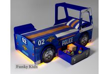 Детская кровать с ящиком для игрушек Полиция 
