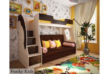 Двухъярусная кровать Фанки Кидз 23 с тумбой лестницей + диван бланес 1 