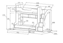Двухъярусная кровать Фанки Классика ФКК 21-схема с размерами