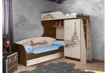 Кровать-чердак Тревел + одноярусная кровать Тревел для детей и подростков 