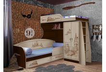 Кровать-чердак Гарри Поттер и низкая одноярусная кровать с бортиком 