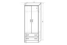 схема и размеры двухдверного шкафа Фанки Лилак 
