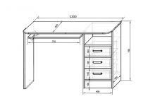 письменный стол Фанки Кидз Лилак - размеры и схема 