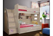 Двухъярусная кровать Фанки Кидз Лилак для девочек с дополнительный выкатным спальным местом