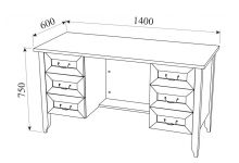 письменный стол с двумя ящиками Классика - схема и размеры 