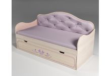 Низкая детская кровать серии Лилак с мягкой спинкой