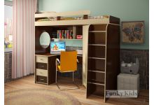 кровать-чердак Фанки Кидз 3 с лестницей, шкафом и столом  