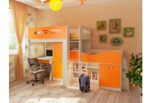Детская комната Фанки Кидз - кровать чердак со столом и шкафом