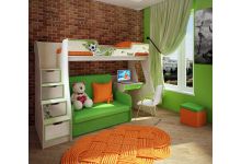 Детская кровать-чердак Футбол с диваном Бланес 