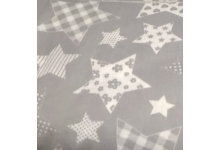 образец ткани Серый  арт.01 с белыми звездами