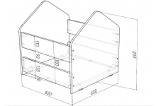 схема и размеры ящика для хранения игрушек Домик Сказка 