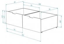Схема с  размерами ящиков для кровати Домика ДС-35