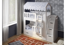 Комплект Мишки Тедди: двухъярусная кровать и лестница-комод ДС-17 + ДС-18
