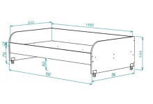Схема нижней выкатной кровати ДС-35.2 с размерами
