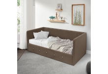 Мягкая кровать Сарта: коричневый цвет обивки