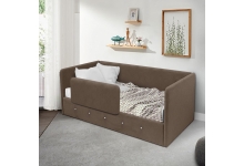 Мягкая кровать Сарта в коричневом цвете + бортик от падения