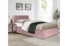 Кровать с мягким изголовьем Соренто в пудровом цвете