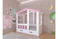 Кровать Домик Астра с ящиком Розовый фасад
