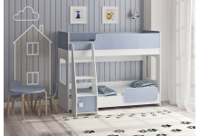 Кровать для двоих детей Легенда 42.4.1 бело-голубая