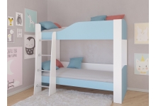 Кровать для двоих детей Астра 2, корпус белый / фасад голубой