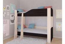 Детская двухъярусная кровать Астра 2, корпус дуб молочный / фасада венге