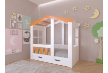 Детская кровать Домик Астра в оранжевом цвете