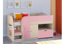 Кровать для девочек Астра 9 V4 корпус дуб молочный / фасад розовый