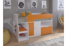Детская кровать Астра 9 V4 корпус белый / фасад оранжевый
