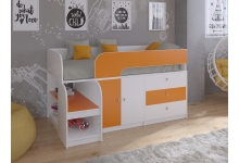 Кровать для детей Астра 9 V1 корпус белый / фасад оранжевый