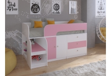 Кровать для девочек Астра 9 V1 корпус белый / фасад розовый