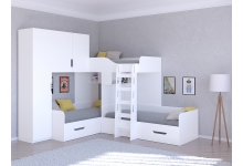 Трехместная кровать Трио 1 в белом цвете