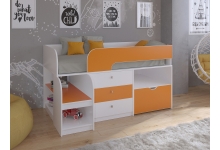 Кровать чердак Астра 9 V5 корпус белый / фасад оранжевый