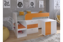 Кровать чердак Астра 9 V7 корпус белый / фасад оранжевый