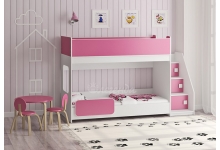Двухъярусная кровать Легенда 43.4.1 бело-розовая