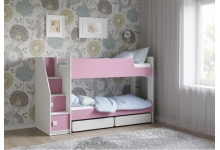 Двухъярусная кровать К502.42 в цвте белый + розовый