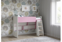 Кровать-чердак Легенда К503.53 в бело-розовом цвете