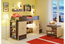 Детская кровать Легенда 3.6 в комплекте с полками и столом