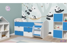 Кровать-чердак Малыш 7 с голубыми фасадами