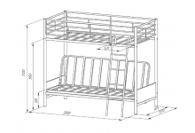 Схема с размерами двухъярусной кровати Мадлен