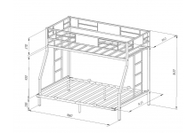 Металлические двухъярусная кровать Гранада 140 схема с размерами