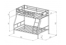 Двухъярусная металлическая кровать Гранада 1 схема с размерами