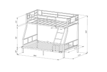 Двухъярусная металлическая кровать Гранада 1-140 схема с размерами